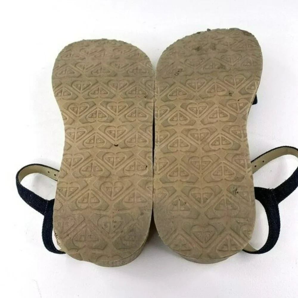 VTG Y2K 90s Roxy Quicksilver Sandals Women Size 8 Platform Cork Wedge Denim Jean